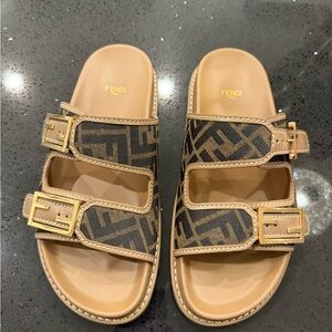 Fendi Brown and Tan Sandals